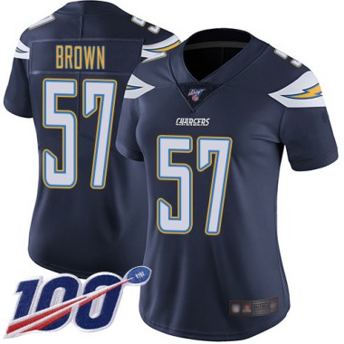 Los Angeles Chargers NFL Football Jatavis Brown Navy Blue Jersey Women Limited 57 Home 100th Season Vapor Untouchable